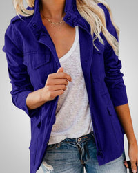 Adeline | Damen Lässiger Herbstjacke mit Taschen – Lila