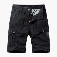 Herren Sommer Cargoshorts mit Reißverschlusstaschen und Kordelzug – Schwarz