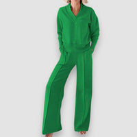 Cristine | Lounge-Set mit weit geschnittener Hose – Grün