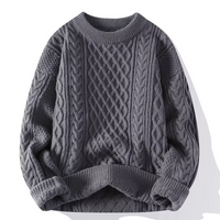 Damen Pullover | Klassischer Strick mit Zopfmuster – Grau