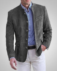Paulex | Herren Klassischer Stehkragen Blazer – Grau
