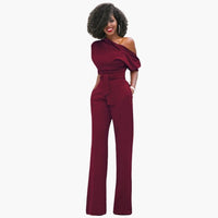Sofie | Ein-Schulter-Overall für Damen – Weinrot