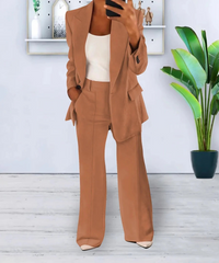 MAIKE - ELEGANTES ZWEITEILIGES FORMAL-OUTFIT – Braun