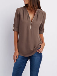 Langärmelige Lockere Bluse – Dunkelbraun