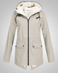 Melanie | Damen Gefütterte Reißverschluss Regenjacke – Beige