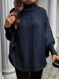 Lolana – Pullover Mit Hohem Kragen Und Gedrehtem Stil – Marine