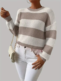 Clio | Schicker gestreifter Pullover mit Rundhalsausschnitt im nahöstlichen Stil – Weiß