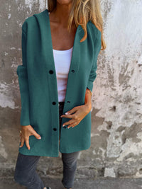 Hanneke™ | Sommerblazer mit Knöpfen und Kapuze – Grün