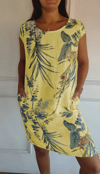 Lorraine | Midi Sommerkleid für Frauen - Blumenmuster – Gelb