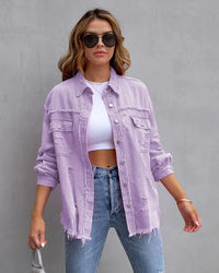 Jeansjacke für Damen - Stylische Denim Sommerjacke – Lila