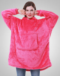 Susanne | Damen Kuschelige Oversized Kapuzendecke – Rosa