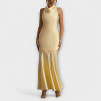Lennon - Elegantes Satin-Maxi-Kleid – Gelb