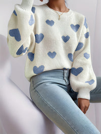 Herzgestrickter Pullover für Damen im lässigen Stil - Lumezia – Blau