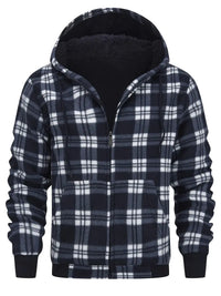 Keyor | Dicke Retro-Jacke mit Kapuze und Sherpa-Futter – Marine