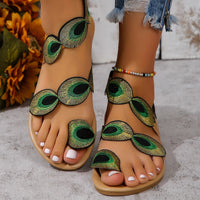 Lily | Elegante und bequeme flache Sandalen für Frauen – Pfauengrün