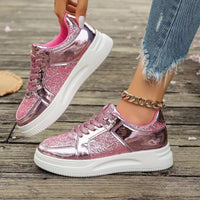 GlamStep™ – Elegante Damen Sneaker mit funkelnden Pailletten – Rosenrot