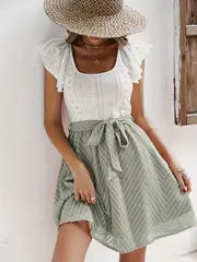 Felicidad - Sommerkleid mit Spitzenärmeln – Grün