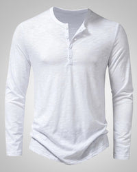 Gary | Herren Legeres Henley Longsleeve Shirt – Weiß