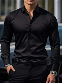Bernd | Herren Slim Fit Langarm Businesshemd – Schwarz