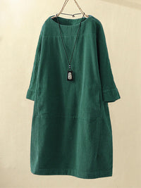 QUIRINA - WEITES KLEID MIT LANGEN ÄRMELN – Dunkelgrün