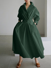 Henley | Drapiert Maxikleid – Armee Grün