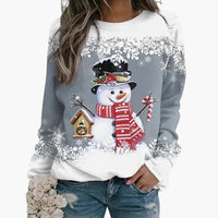 Denise - Schneemann Weihnachts-Pullover – Grau