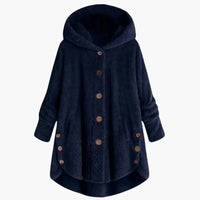 Damen jacke mit Kapuze und Knopfverschluss – Marine