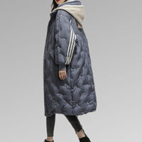 Hannelore - Lange Gefütterte Jacke – Dunkelblau