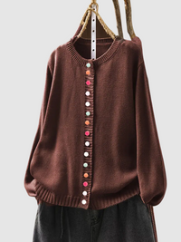 Grace | Gestrickter Knopf-Cardigan – Dunkelbraun