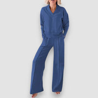 Cristine | Lounge-Set mit weit geschnittener Hose – Blau