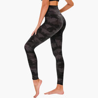 Damen Leggings mit Leopardenmuster und hohem Bund aus Stretchmaterial – Schwarz Bedruckt