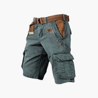 Sommer Cargo Shorts für Herren - Leichte Kurze Wanderhose mit Gürtel für Outdoor – Dunkelgrün