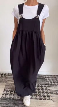 HELGA - KASUAL-KLEID MIT TRÄGERN – Schwarz