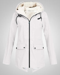 Melanie | Damen Gefütterte Reißverschluss Regenjacke – Weiß
