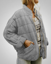 Claudia | Damen Oversized Lässiger Zeitloser Jacke – Grau