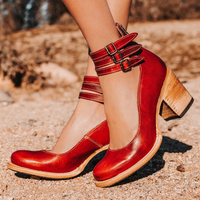 HENRIETTA - SCHUHE MIT ABSATZ AUS VINTAGE-LEDER – Rot