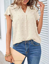 Kiera - Bluse mit V-Ausschnitt – Apricot