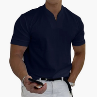Slim Fit Shirt für Herren – Kurzarm mit V-Ausschnitt Style – Marine