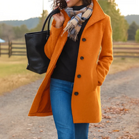 Elena | Damen Klassischer Knopf Mantel – Orange