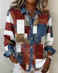 Lea | Damen Shirt modern farbig mit modischem Kragen – Rot
