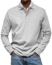 Julian | Luxe Polo mit langen Ärmeln – Weiß