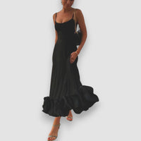 Blair | Elegantes fließendes Kleid – Schwarz