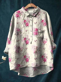 Rosa | Aquarell Blumen Oversized Hemdbluse – Helles Lila