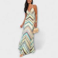 Brigitte | Damen Fischgrätmuster Maxikleid Strick – Strick Maxi Herringbone 2026 – Grün