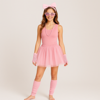 80er Jahre Damen Kostümset – Retro 6-teiliges Outfit für Party & Halloween – Rosa