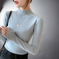REGINA - ENG ANLIEGENDER FEINSTRICKPULLOVER – Blau