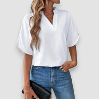Stella | V-Ausschnitt Bluse – Weiß
