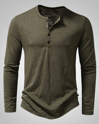Gary | Herren Legeres Henley Longsleeve Shirt – Grün