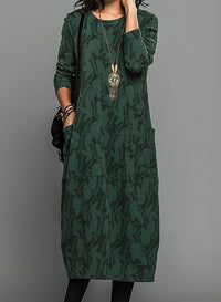 Cassie | Lässiges Rundhals-Winterkleid – Grün