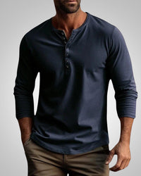 Stephen | Herren Slim Fit Henley Longsleeve T-Shirt – Blau